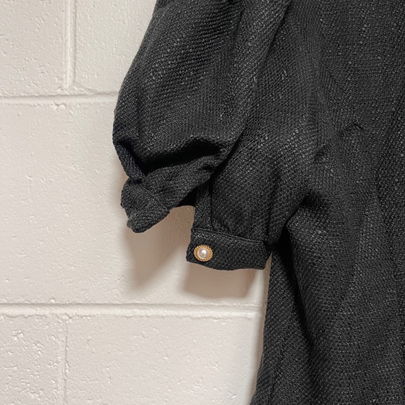 FRENCH PUFF SLEEVE DOUBLE BREASTED PLEATED HEM DRESS - Picture 15 of 16